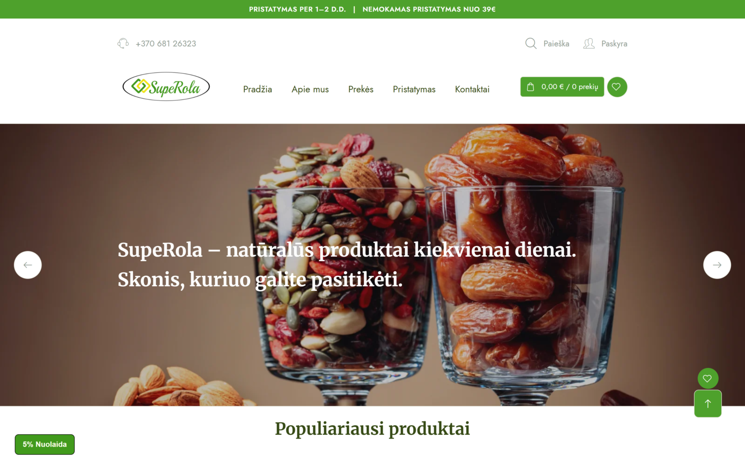 Chia sėklos svetainės vaizdas